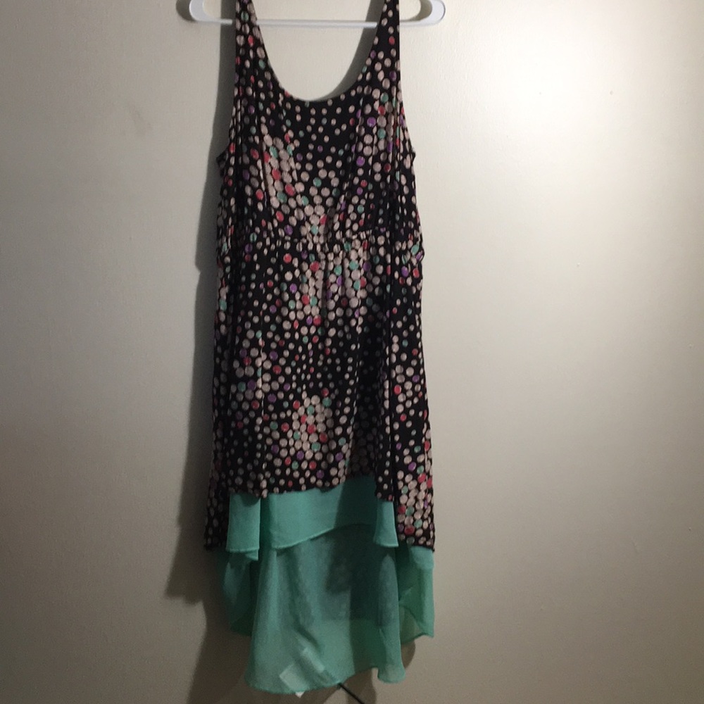 Green and Black high-low Dress